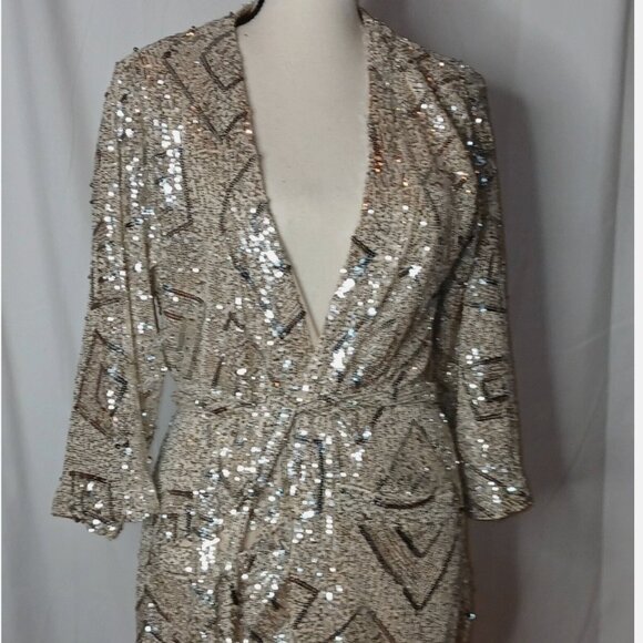 Skies Are Blue Jackets & Blazers - Skies Are Blue Sequin Jacket in Champagne